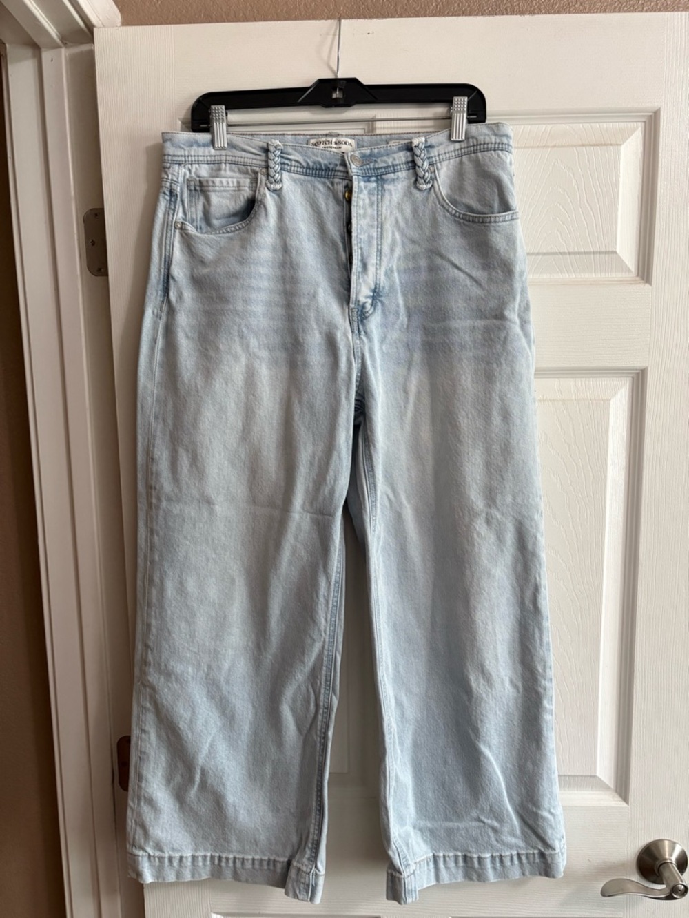 Scotch & Soda The Sky high waisted light wash denim jeans wide leg cotton 12